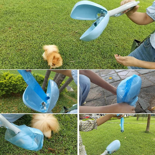 Portable Long Handle Dog Pooper Scooper without Smell for Walks,Sturdy and Durable for Easy Grass and Gravel Pick Up