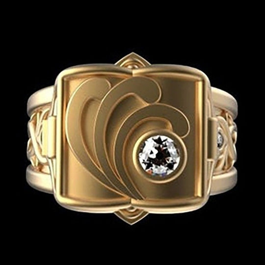 Hip hop creative box clamshell ring Cuban style Iced Out