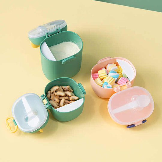 On-The-go Carry for Handle Containers Holder Pattern Scoop Spoon Cups Storage Baby Feeding Powder Newborn Food Candy Milk(Bulk 3 Sets)