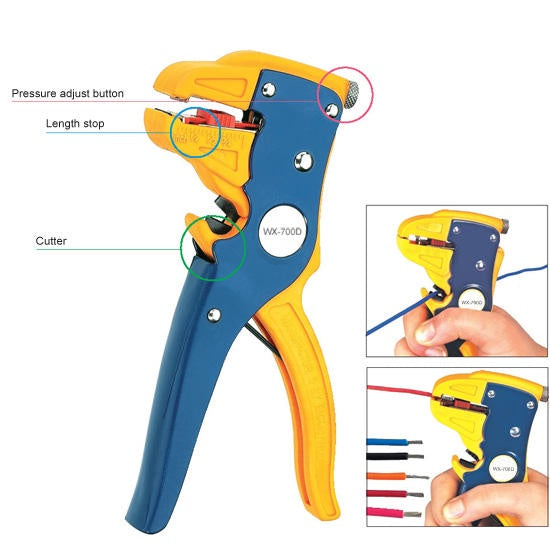 Automatic Wire Stripper and Cutter, Professional 2 in 1 Adjustable Electrical Cable Wire Stripping Tool&Eagle Nose Pliers (7-Inch)(Bulk 3 Sets)