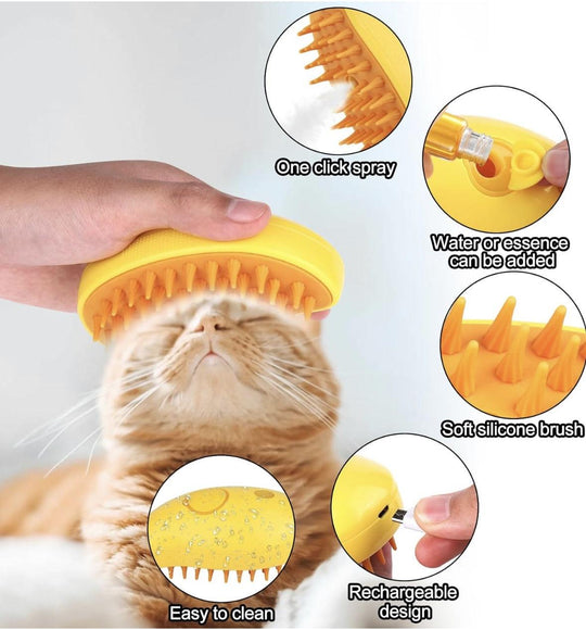 Self Cleaning Cat Steamy Brush for Massage Grooming Removing Tangled Loose Hair