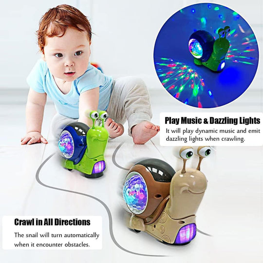 Educational Electric Lovely Walking Snail toy Music And Light Sensor Obstacles Avoidance Snail Lightup toys(10 Pack)