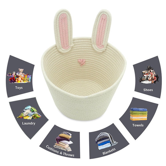 Closet Storage Rabbit Bins Desk Basket Organizer Baby Nursery(Bulk 3 Sets)