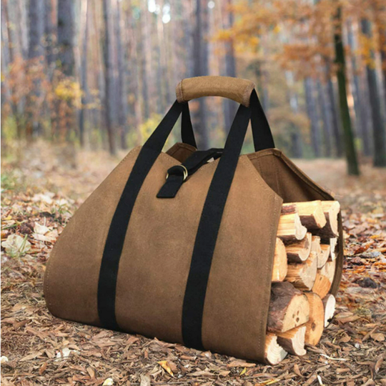 Outdoor camping accessories firewood carrier bag canvas durable wood holder carry storage pouch