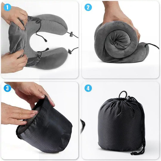 neck support U shaped hooded travel pillow for airplane