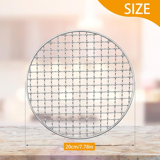 Multi-Purpose Round BBQ Grill Net, Stainless Steel Barbecue Round Grill Grate Camping Cookware Outdoor Campfire Grill Grid for Beaf Chicken Vegetables