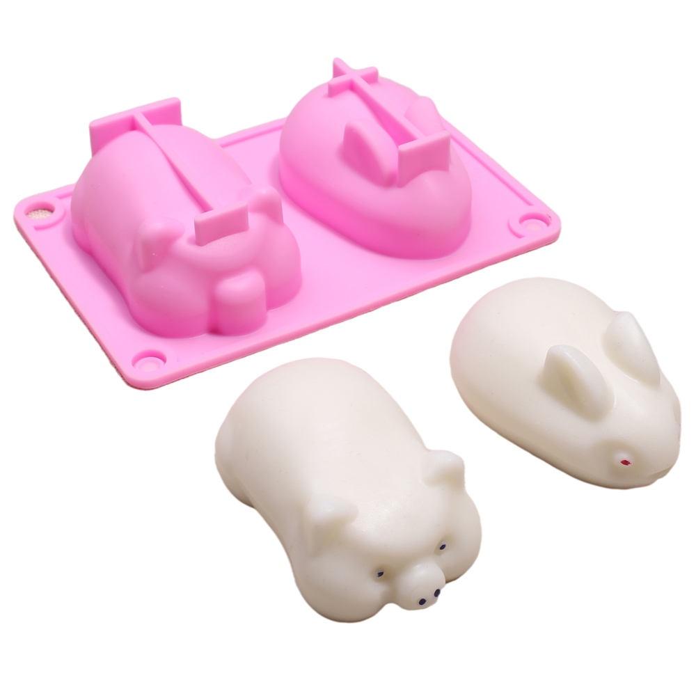 Silicone Mousse Cake Mold Bunny Piggy Baking Tray Dessert Mold Pastry(2 Pcs)