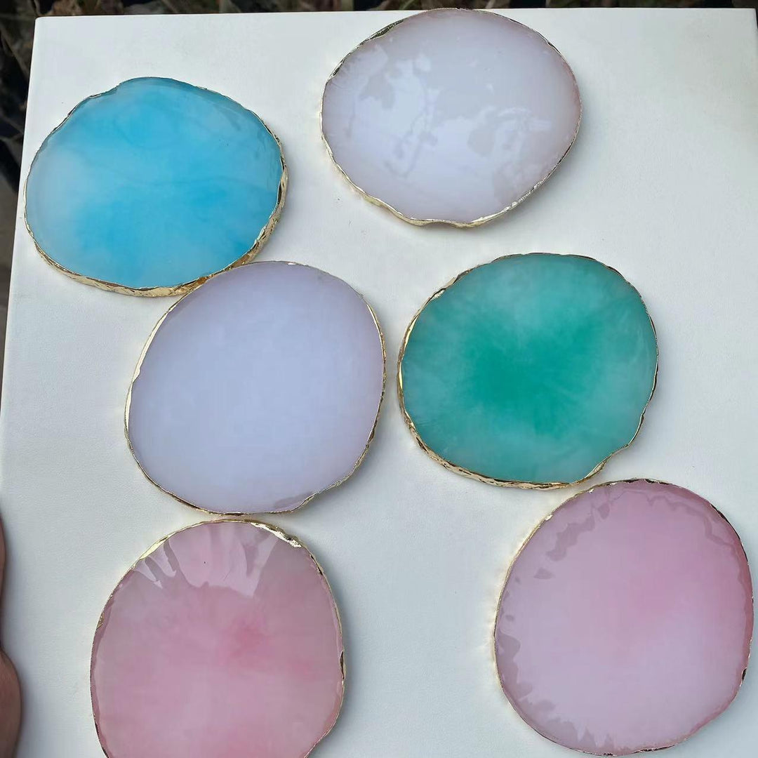 Quartz Resin Agate Coaster Candle Pad for Coffee table or Nail art