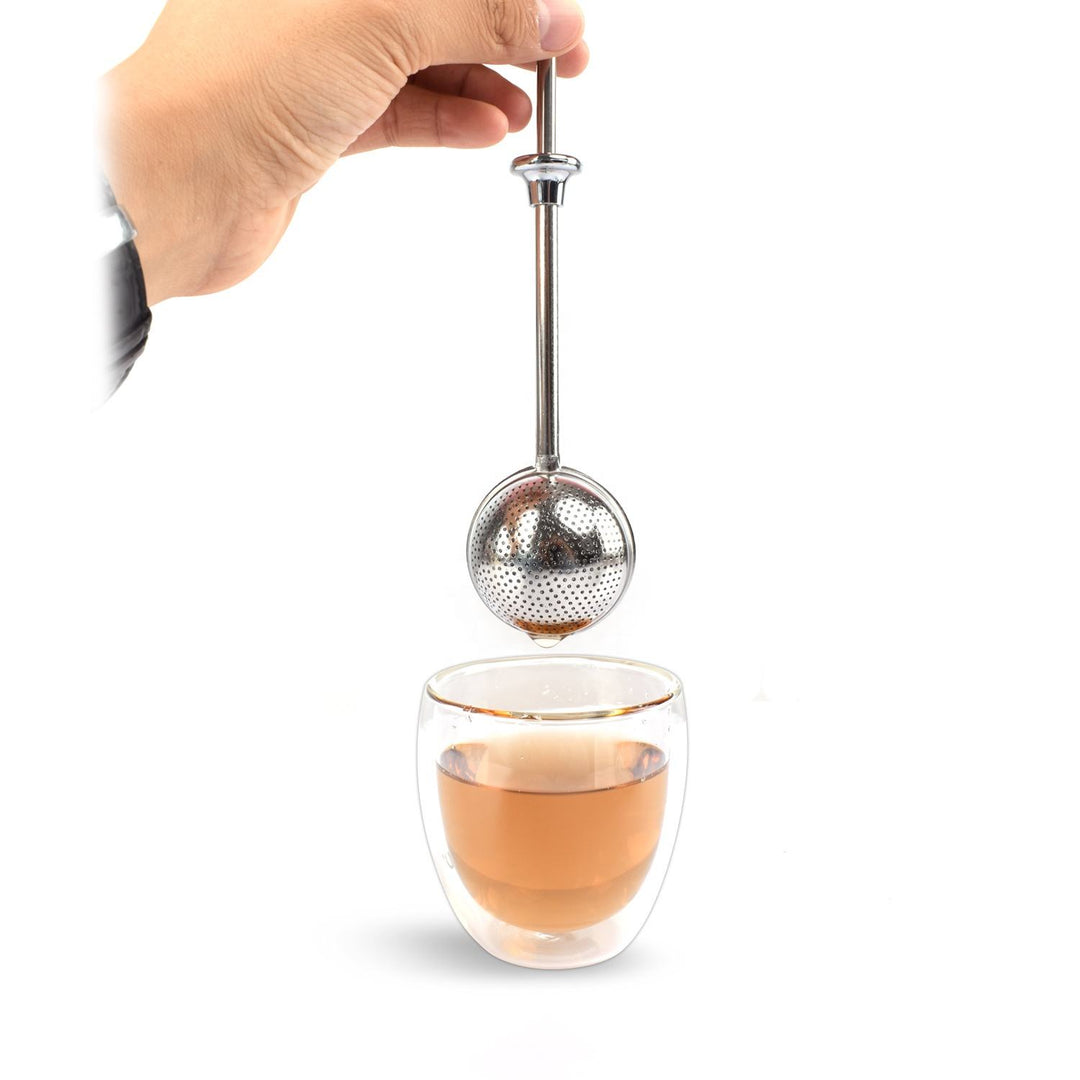 Ball Shape Stainless Steel Tea Steeper with Push Handle