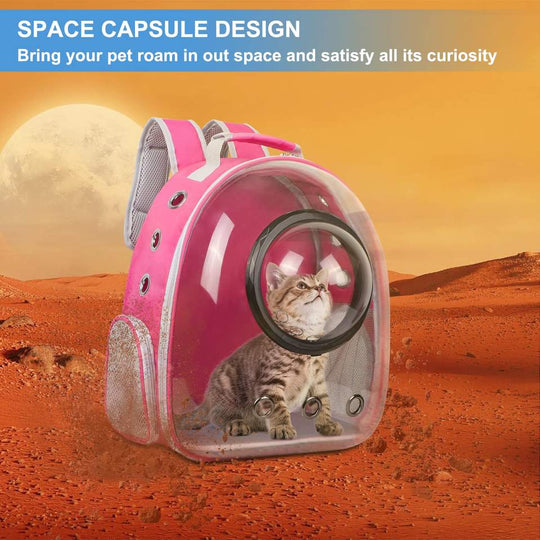 Space Capsule Bubble Cat Backpack Carrier, Pet Carrier Backpack, Breathable Air Cat Backpack Adjustable Padded Puppy Backpack, Designed for Travel, Hiking, Walking & Outdoor