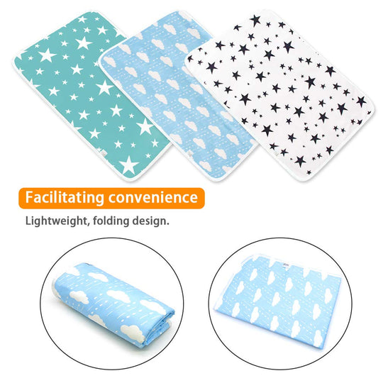 Portable Toddler Diaper Changing Pad Waterproof Baby Change Mats Premium Change Pad Liner Bed Pad Play Mat (3 Pack)