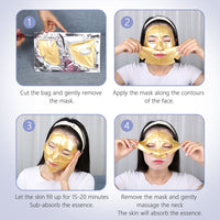 Gold 24k collagen neck mask & Hydra Face lift Gold Aloe Extract Collagen Facial Mask Combo Pack - MOQ 10 Pcs