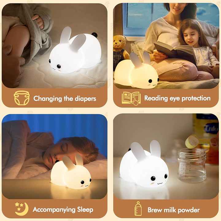 Perfect Gift Jade bunny Sleeping lamp light up silicone animal night light