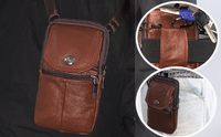 Crossbody Bag First Layer Vintage Waist Pack Perfect for Protecting Cell Phones, Cigarettes and Lighters(Bulk 3 Sets)