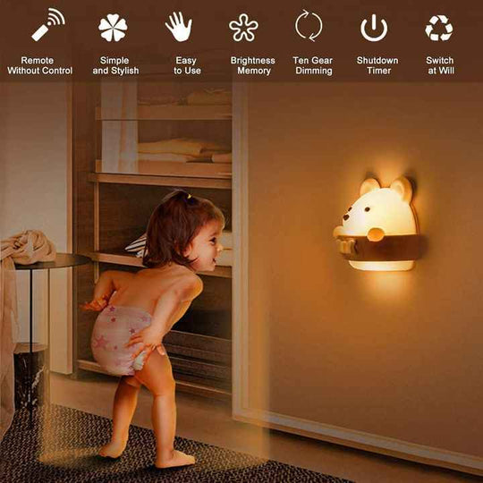 Cute Bear Night Light Girls Baby Boy Toddler Gifts Portable USB Charging Reading Sleeping Relaxing Kids Night Lamp