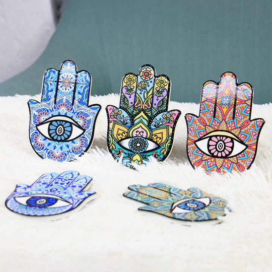 Perfect artistic gift Ceramic Drinks Magnetic Coasters Holder Slice Hamsa Hand Eye For Home Decor(Bulk 3 Sets)