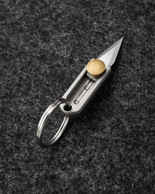 EDC Titanium Metal Alloy Light Weight Mini Little Tiny Small Wallet Button Push Keychain Pocket Knife