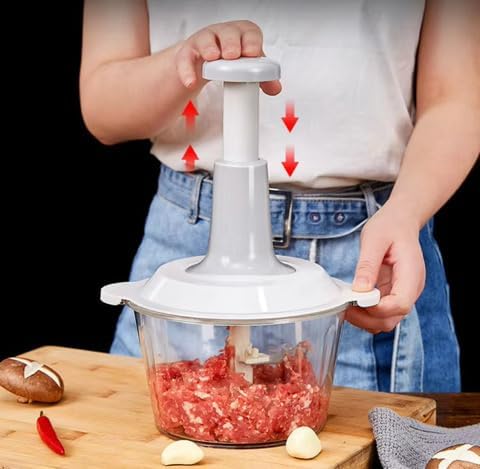 VIGOR Manual Food Chopper - 1.5L Push-Down Vegetable & Meat Cutter (MOQ 10 Sets)