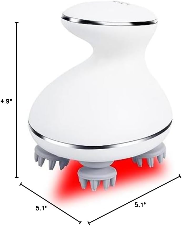Electric Head Massager Waterproof  Red Light Care Handheld Massager 4 Detachable Heads Wireless Portable