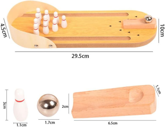 Wooden Mini Bowling Set - Stress-Relieving Desk Toys