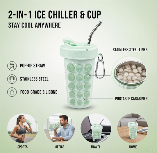 Bubble Ice Ball Maker Tumbler with Straw & Carabiner (MOQ 10 Sets)