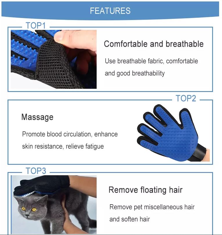 Self Cleaning Pet Hair Removal Comb & Pet Grooming Glove Combo Pack