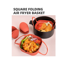 Square Air Fryer Liners 8 inch Basket Silicone Mat With Handle