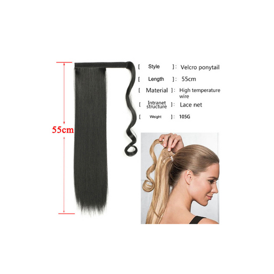 Long Straight Ponytail Hair Synthetic Extensions Heat Resistant