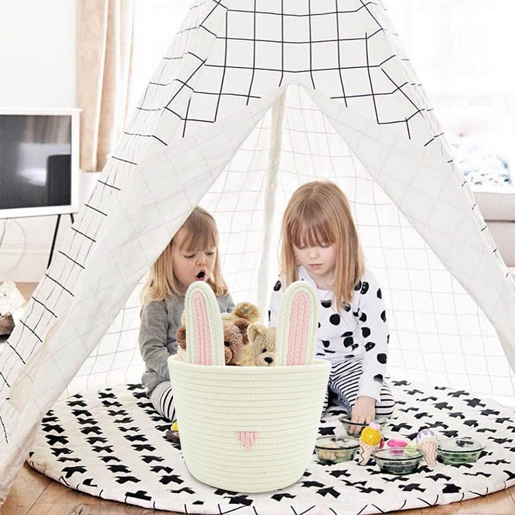 Closet Storage Rabbit Bins Desk Basket Organizer Baby Nursery(Bulk 3 Sets)