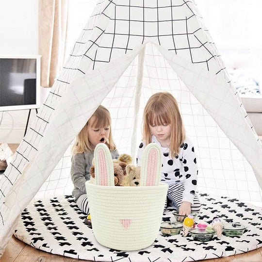 Closet Storage Rabbit Bins Desk Basket Organizer Baby Nursery(Bulk 3 Sets)