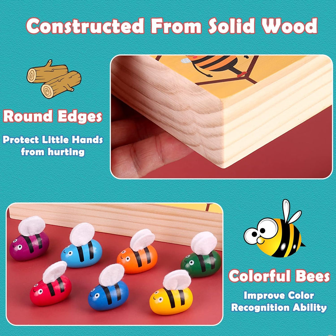 Clamp Fun Picking Catching Toy Hive Board Games Montessori Board Game Wood Bee Toy(10 Pack)