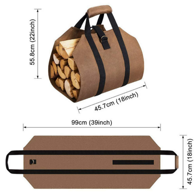 Outdoor camping accessories firewood carrier bag canvas durable wood holder carry storage pouch