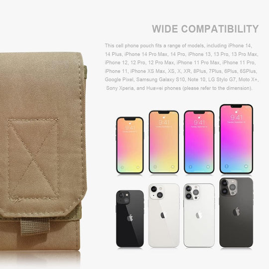 Tactical Molle Phone Case Bag Cover Loop Belt Holster Pouch Compatible with iPhone 14 Plus/14 Pro Max/14 Pro/13 Pro Max/13 Pro/13/12 Pro Max/11 Pro Max/Xs Max