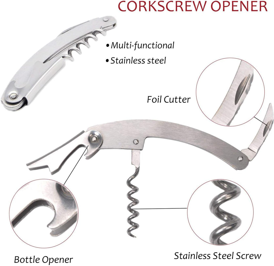 Wine Corkscrew Screwpull Accessories Kit with Drink Stickers by Kato, Great Christams Gifts, Silver(Bulk 3 Sets)