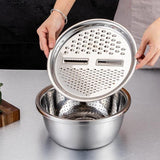 Multifunctional 3 in 1 Stainless Steel Drain Basket Multi-purpose Vegetable Slicer Graters For Kitchen