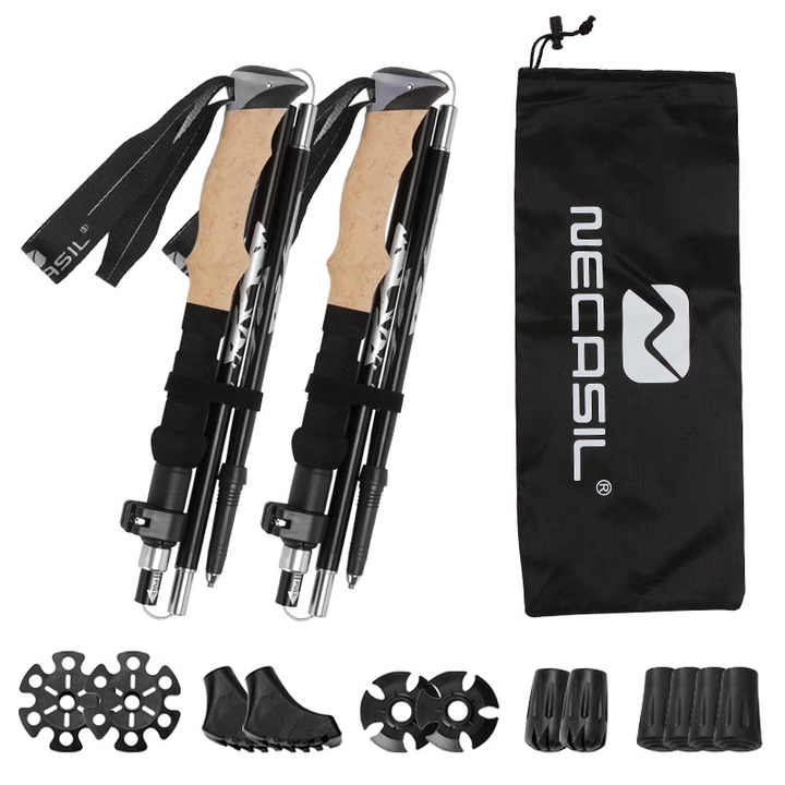 Natural Cock Collapsible and Telescopic Walking Sticks  Carbon Fiber Trekking Poles and Extended EVA Grips, Ultralight Nordic Hiking Poles for Backpacking Camping