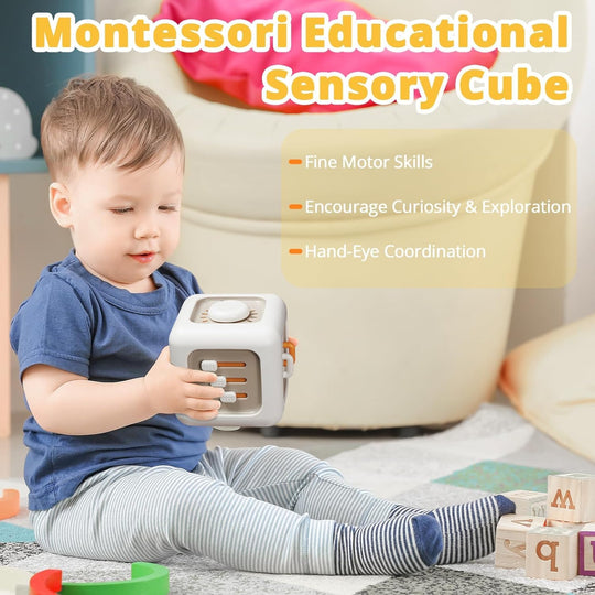 Busy Activity Cube for Fine Motor Skill Learning|Montessori Toys for 1 Year Old Boy Girl (10 Pack)