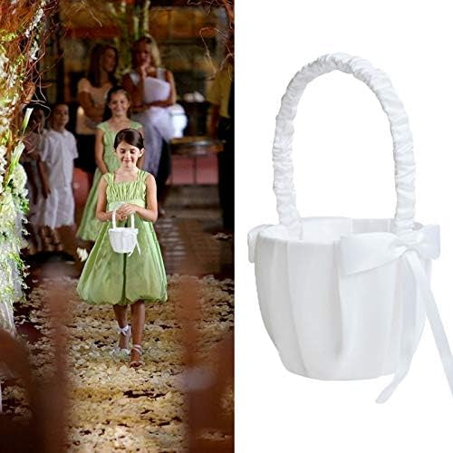 Plain satin knotted flower girl basket wedding floral wedding accessories decoration for bride