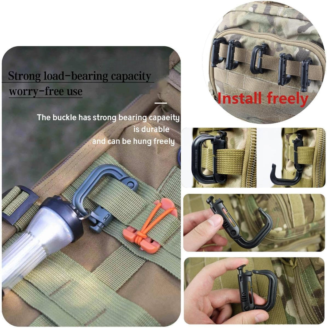 High Quality D-Shaped Tactical Carabiner Climbing Hiking (10 Pack)