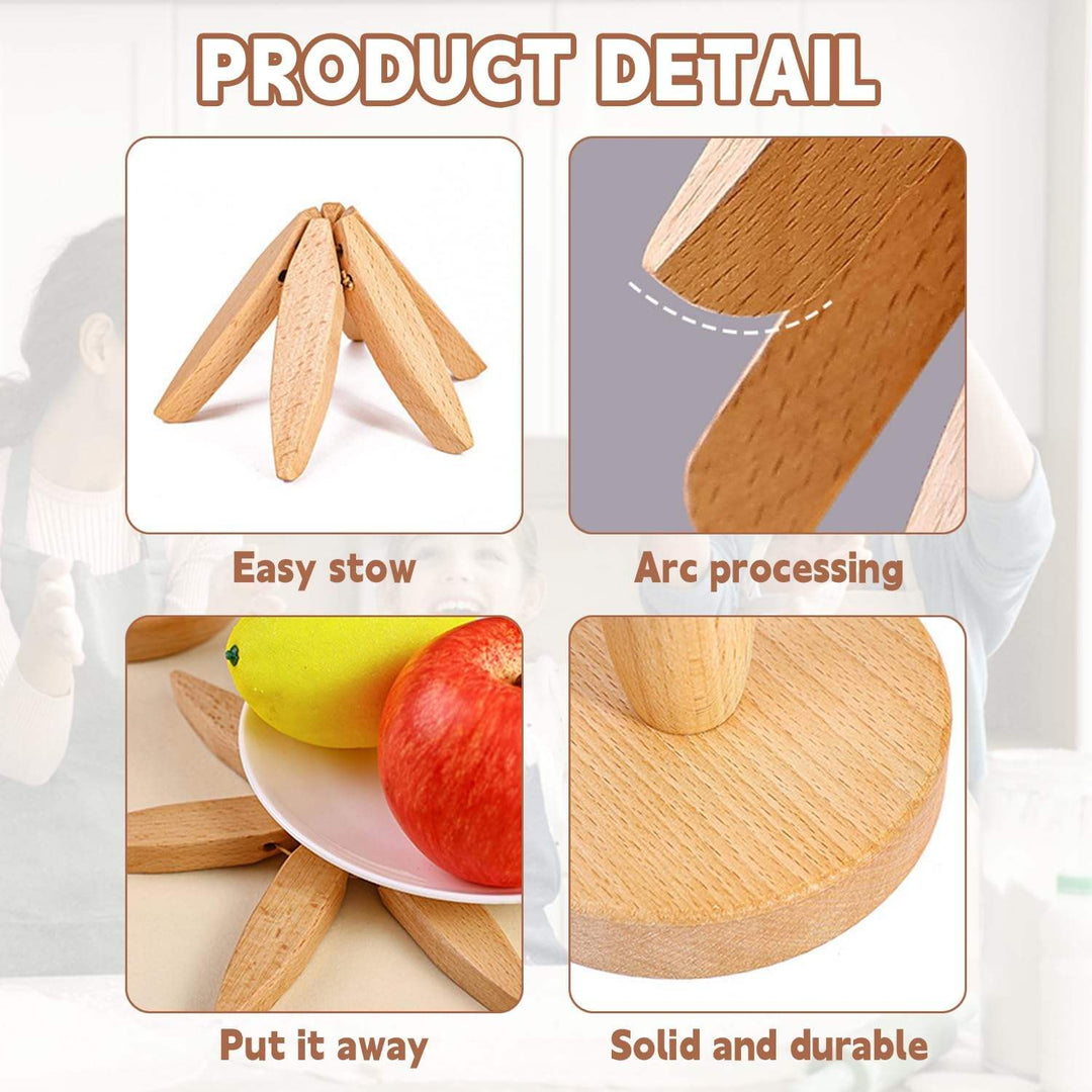 Foldable Heat Resistant Pads Kitchen Table Wooden Tree Shape Trivets Gift Sets