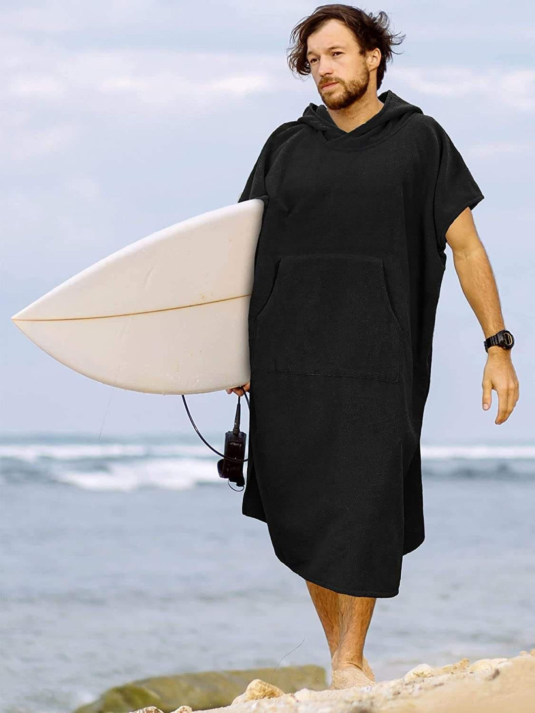Changing Robe with Hood Quick Dry Microfiber Wetsuit Changing Towel with Pocket for Surfing Men Women