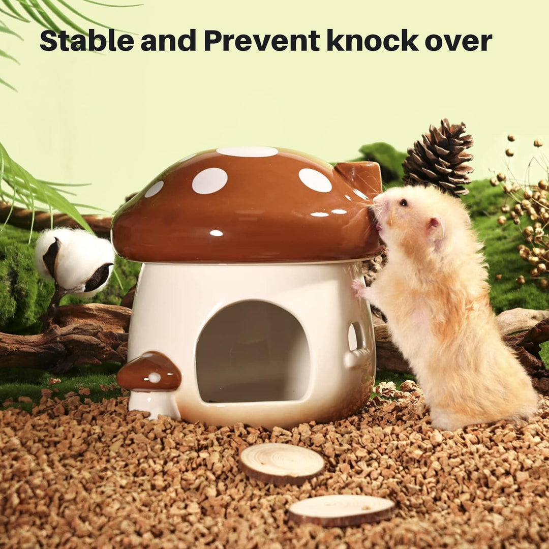 Perfect Gift Multifunctional Mushroom Shaped Hamster House Ceramics(Bulk 3 Sets)