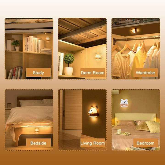 Cute Bear Night Light Girls Baby Boy Toddler Gifts Portable USB Charging Reading Sleeping Relaxing Kids Night Lamp(Bulk 3 Sets)