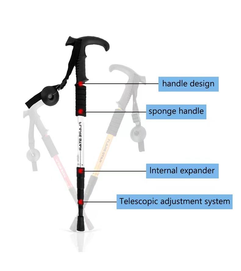 High Density Aluminum Alloy Retractable Trekking walking Pole