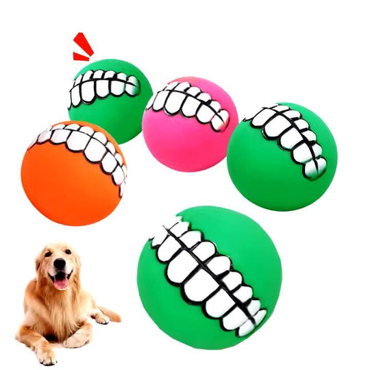 Interactive Funny  Dog Chew Toy Balls Colorful Vinyl with Tooth Pattern Design Squeaky Sound Pet Toy for Cats and Dogs (10 Pack)