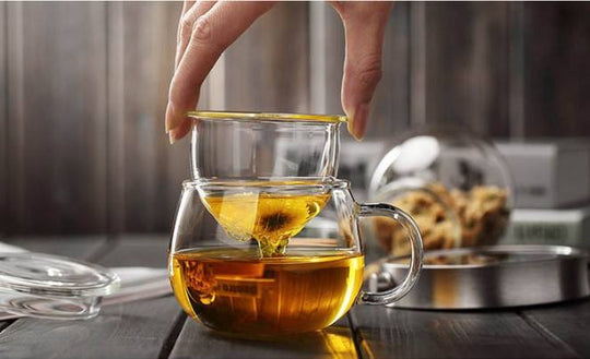 Clear Glass Tea Cup with Infuser and Lid, Borosilicate Large Tea Cup/Mug, 17.6oz/ 520ml, Teacup for Loose Leaf Tea, Blooming Tea, Tea Bag