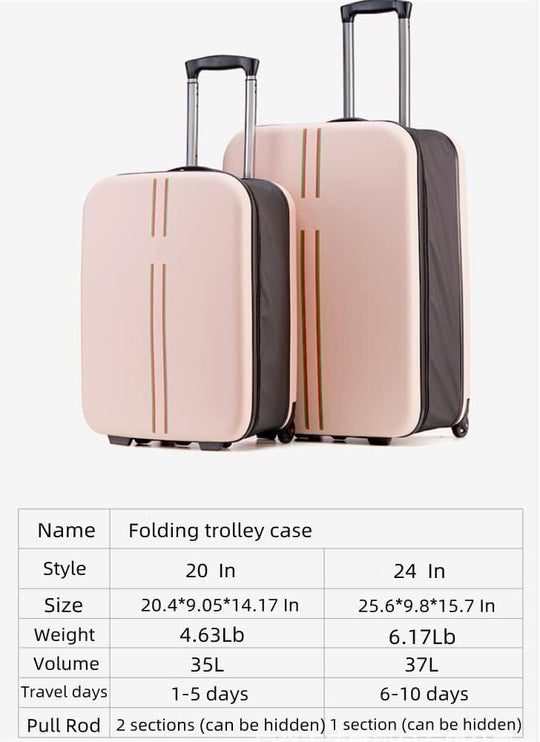 Folding Luggage Pack Collapsible Carry On Luggage Robust and Durable Suitcases with Wheels Travel Suitcase for 20 Inch