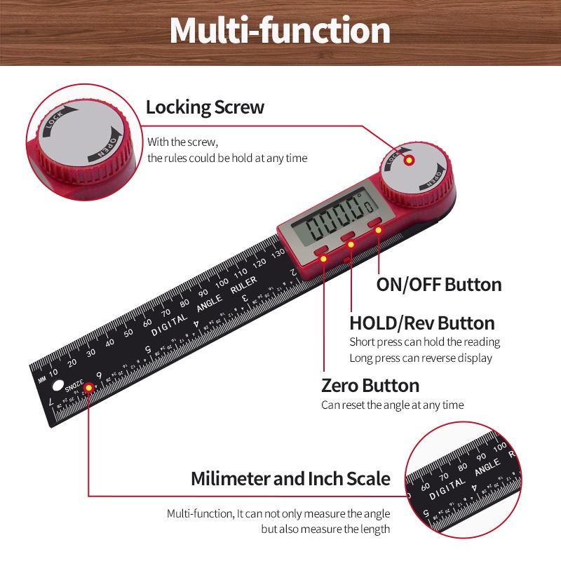 Digital Angle Finder Protractor Ruler Carbon Fiber Plastic Woodworking Tools Goniometer Carpenter Protractor with LCD Display Digital Protractors