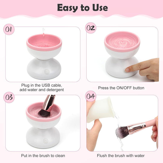 Electric Makeup Brush Cleaner Wash Makeup Brush Cleaner Machine Fit for All Size Brushes Automatic Spinner Machine, Painting Brush Cleaner