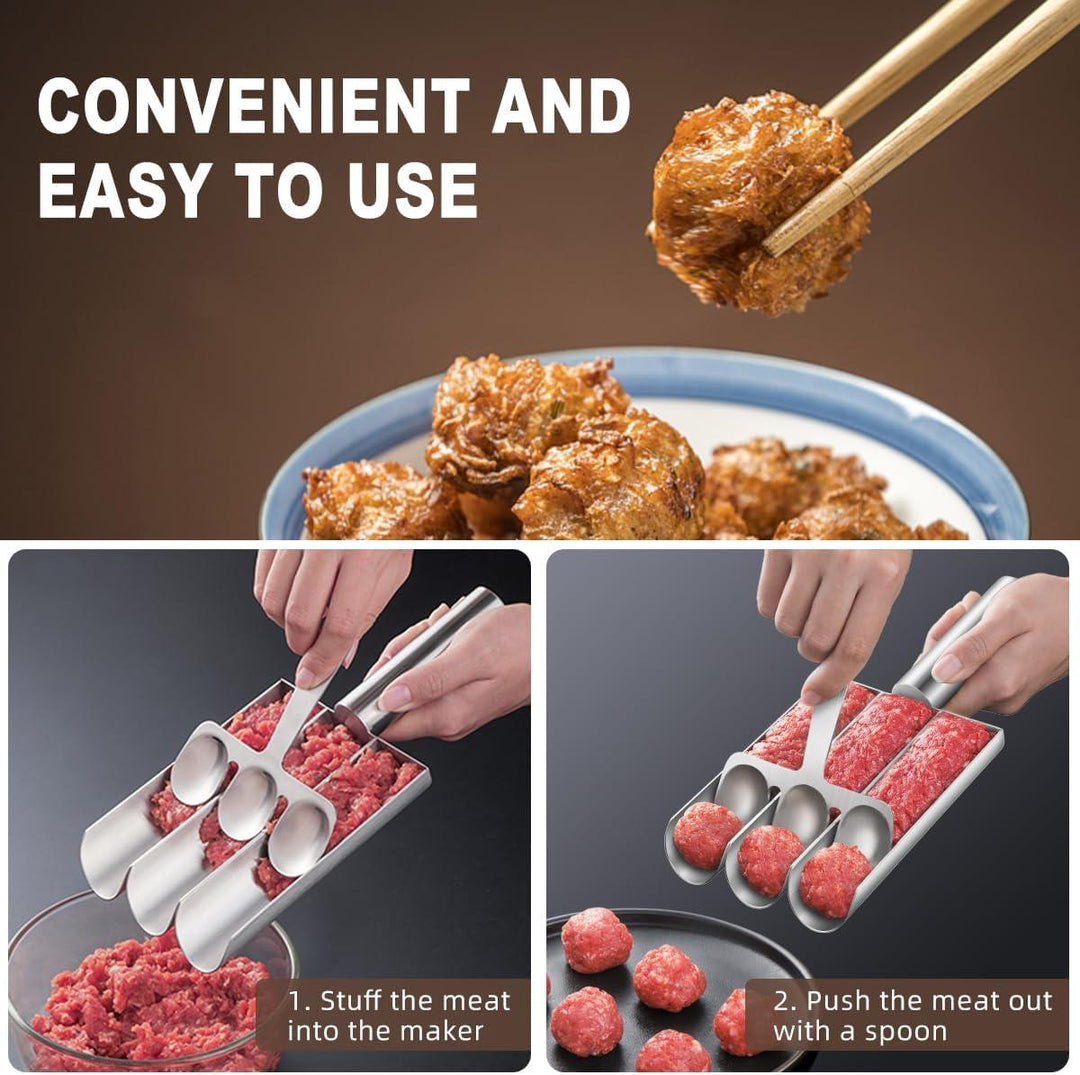 Premium Quality Multi-function Triple Stainless Steel Meatball Maker Fish Ball Shrimp Slide Tool Croquette Last Long